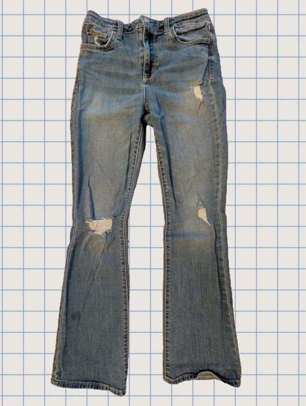 Arizona Stretch Distressed Bootcut Jeans, Size 11 Short Juniors